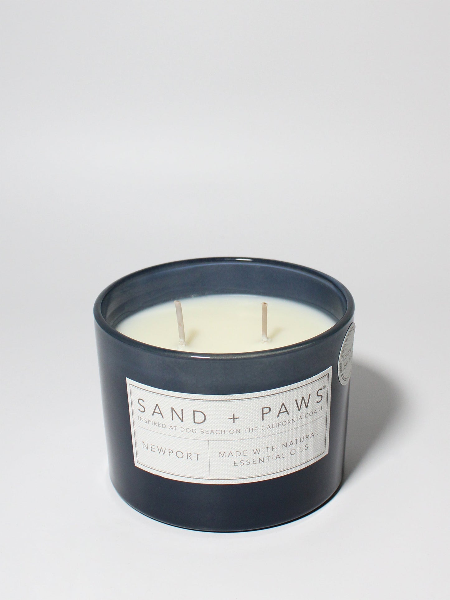 Sand + Paws Newport 12 oz scented candle Ink vessel with Painted Paw Print lid