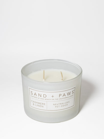 Sand + Paws Cashmere & Linen 12 oz scented candle